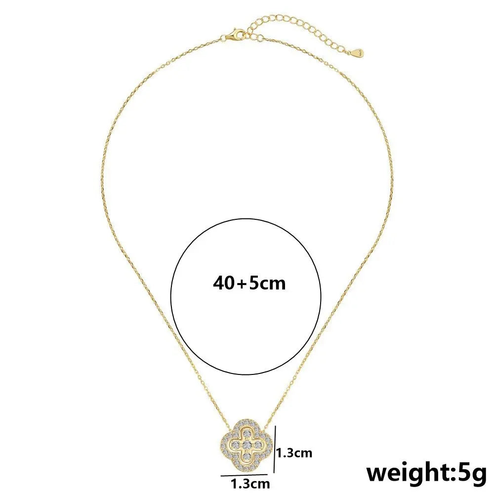 Classic Titanium Steel Lucky Clover Flower Pendant Necklace for Women Exquisite Luxury Fashion Clavicle Chain Necklace Jewelry