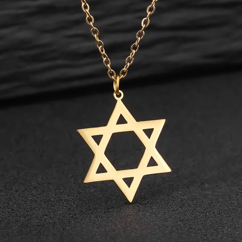 Trendy Star of David Pendant Necklace for Women Stainless Steel Jewish Symbols Necklace Men's Religious Amulet Jewelry Gifts