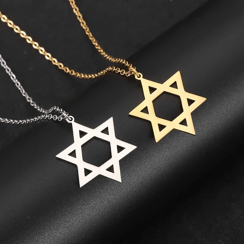 Trendy Star of David Pendant Necklace for Women Stainless Steel Jewish Symbols Necklace Men's Religious Amulet Jewelry Gifts