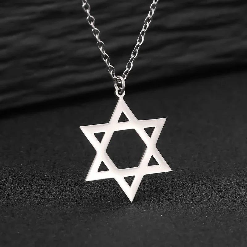 Trendy Star of David Pendant Necklace for Women Stainless Steel Jewish Symbols Necklace Men's Religious Amulet Jewelry Gifts